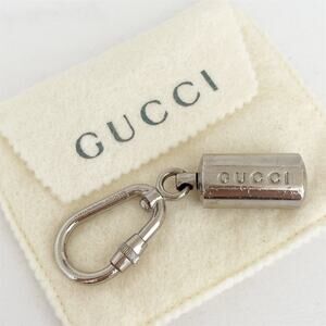 GUCCI Vintage Silver Stainless Steel Carabiner Key Holder Ring